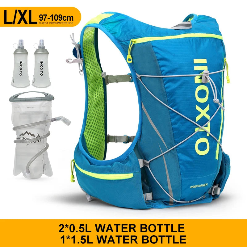 running hydrating vest backpack 8L, cycling hydrating backpack hiking marathon hydrating, with 1.5L water bag 500ml water bottle