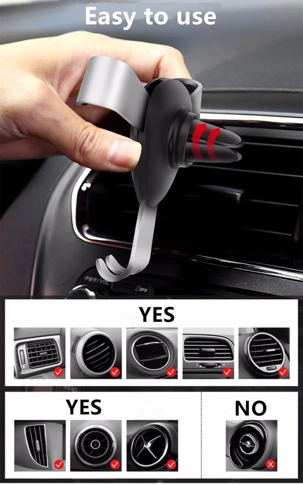 Gravity Car Holder For Phone Air Vent Clip Mount Mobile Cell Stand Smartphone GPS Support For iPhone Xiaomi In Car No Magnetic