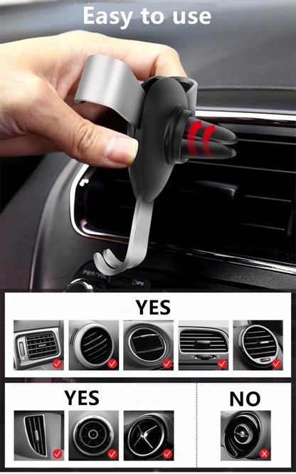 Gravity Car Holder For Phone Air Vent Clip Mount Mobile Cell Stand Smartphone GPS Support For iPhone Xiaomi In Car No Magnetic