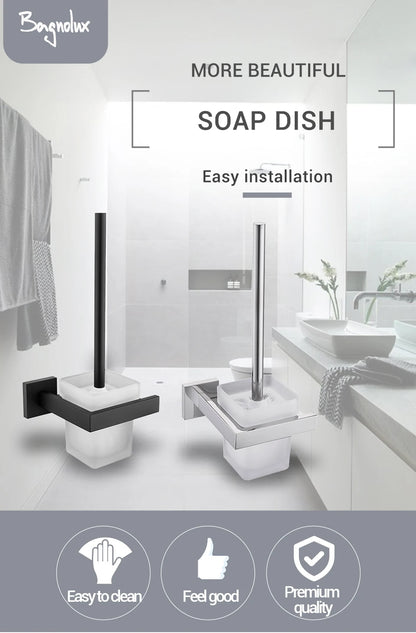 Black Stainless Steel Square Wall-mounted Bathroom Accessories Toilet Brush
