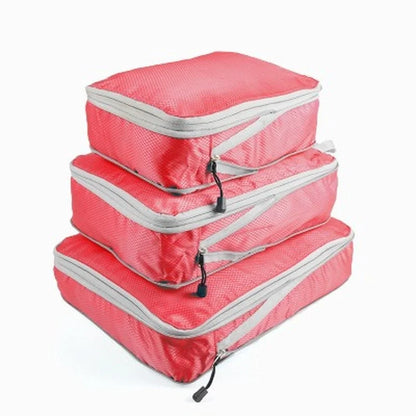 3pcs/set Compression Packing Cubes Travel Storage Bag Luggage Suitcase Organizer Set Foldable Waterproof Nylon Material