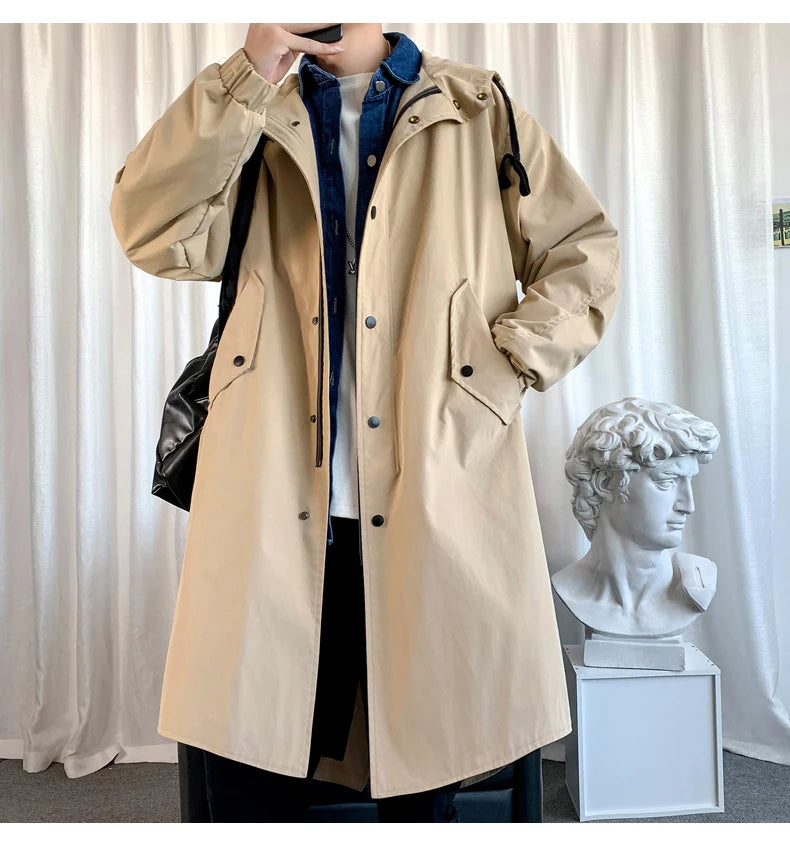 Men's Autumn New Hooded Jacket Korean Streetwear Oversize Coats Korean Streetwear Fashion Male Clothing Hip Hop Loose Jackets