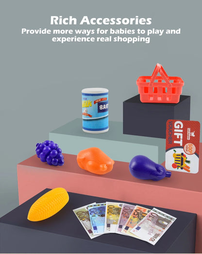 Children's Simulation Supermarket Cash Register Electric Multifunctional Puzzle Toy Cash Register with Scanner Toys for Kids