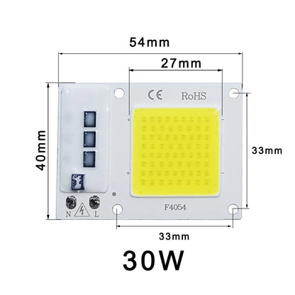 COB LED Lamp Chip AC 220V LED Bulb 10W 20W 30W 50W IP65 High Power Smart IC DIY Flood light Bulb Spotlight Outdoor Chip Lamp