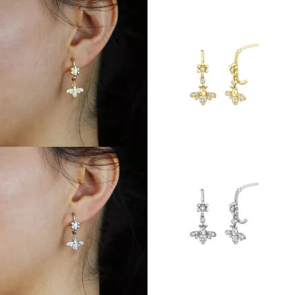 Geometric Zircon Round Bee Butterfly Hoop Earring for Women Cute Animal Huggie Ear Ring Jewelry Pendientes Wholesale