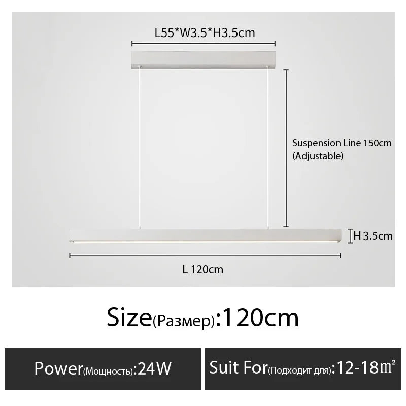 One word minimalist dining room chandelier modern long strip dining table lamp luxury dining room bar table lamp office light