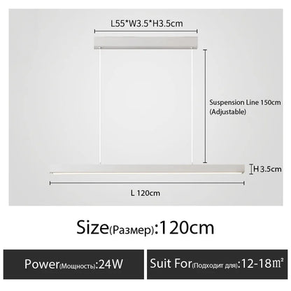 One word minimalist dining room chandelier modern long strip dining table lamp luxury dining room bar table lamp office light