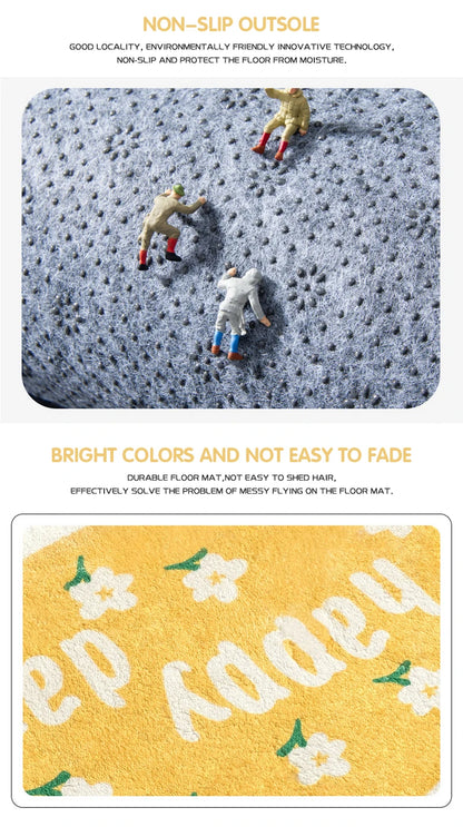 Soft Floor Mats Small Fresh Text Flowers Rugs Home Entrance Carpet Bedroom Toilet Bathroom Door Absorbent Non-Slip Foot Pad