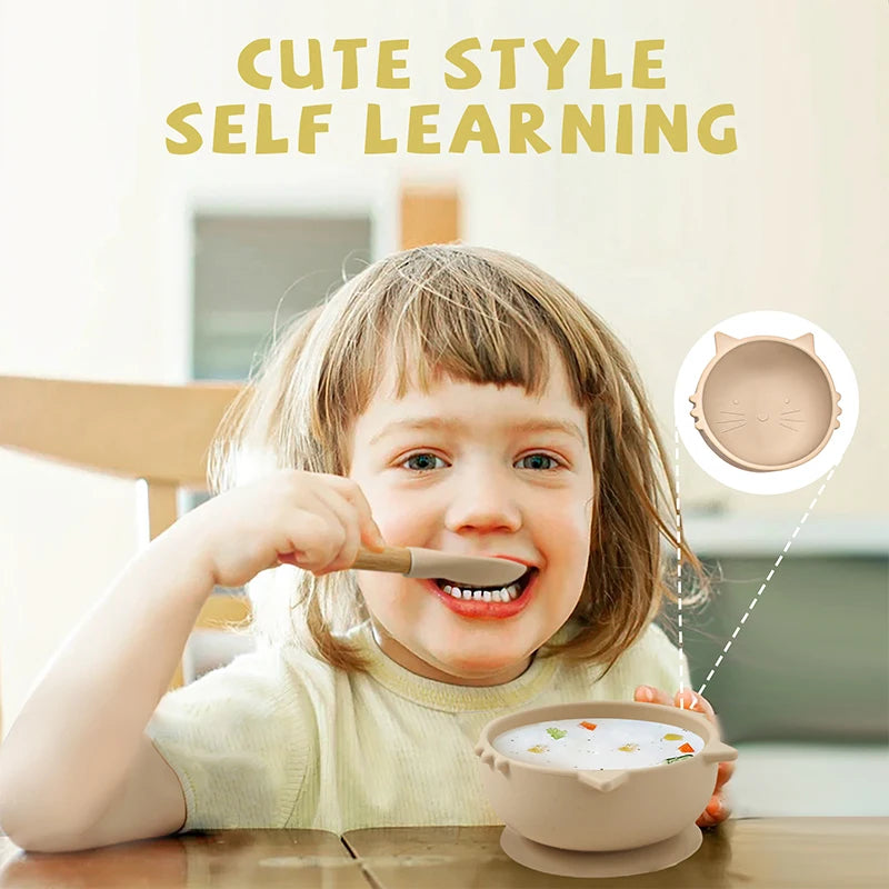 New Silicone Baby Feeding Bowl Tableware for Kids Waterproof Suction Bowl Feeding Bowl BPA Free Silicone Dishes for Baby Bowl