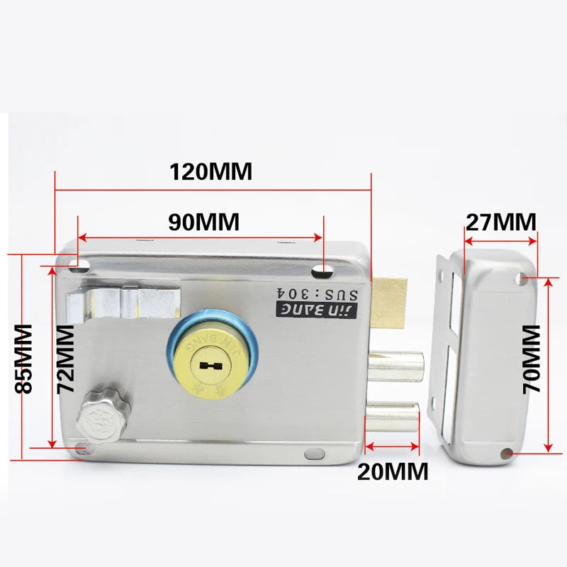 Door Lock Strong Deadbolt Home Security Universal Exterior Anti-theft Accessory Stainless Steel Multiple Insurance Smooth