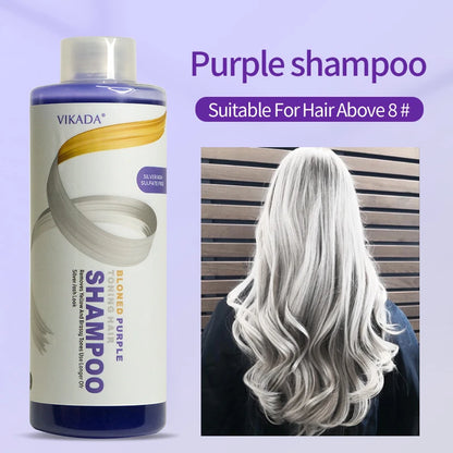 Vikada Blonde Purple Hair Shampoo Removes Yellow and Brassy Tones for Silver Ash Look Blonde Bleached Highlighted Shampoos 500ml