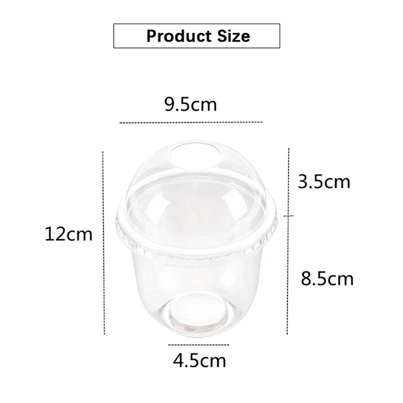 50pcs 360ml Disposable Plastic Cups With Lid Transparent Salad Cup DIY Dessert Bowl Container For Bar Cafe Home Party Supplies