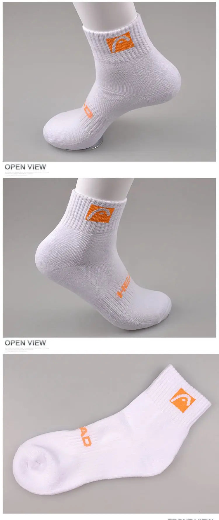 HEAD Sport Socks  Raquete De Tennis Gym Stockings Athletic Socks Pure Cotton Absorbs Sweat Prevents Odor Outdoor Mount Sports