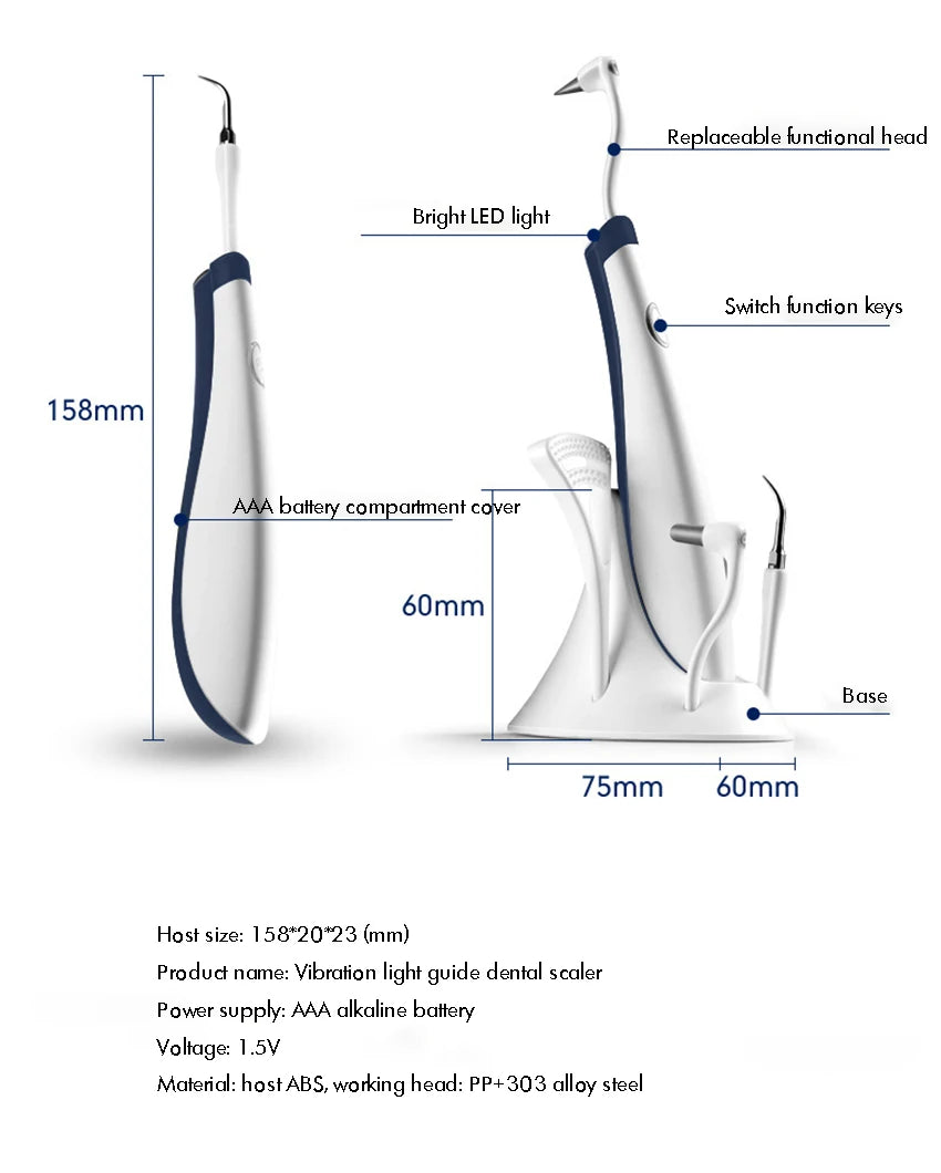 Water Flosser Cordless Dental Oral Irrigator for Teeth with LED Light and 3 / 5 Jet Tips, 4 Modes, Dental Calculus Remover