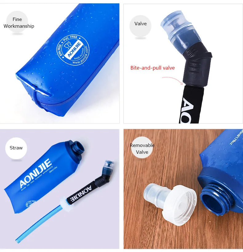 AONIJIE Soft Flask Water Bottle Folding Collapsible Water Bags TPU Free For Running Hydration Pack Waist Bags SD09/10 250/500ml