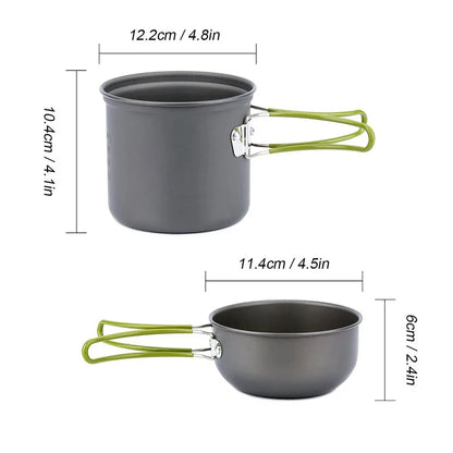 Camping Cookware Kit with Stove Outdoor Cooking Set with Knife Fork Spoon Outdoor Pot Travel Tableware Kitchen Hiking Picnic BBQ
