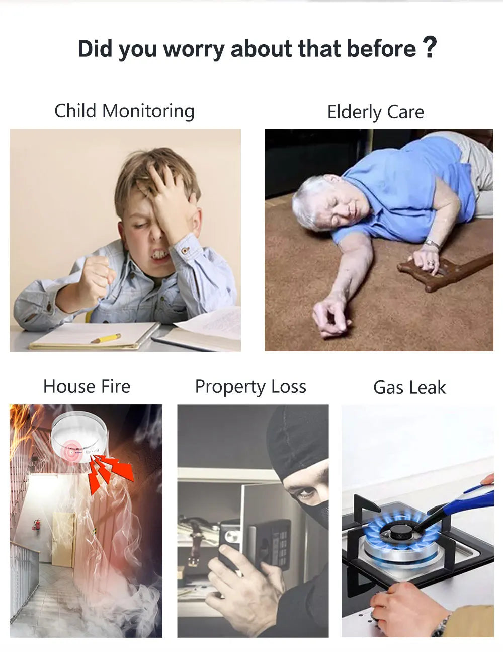 Wireless Home Alarm System Tuya Smart Home WIFI 2G GSM Security Alarms For Home With Motion Sensor With Alexa & Google Home