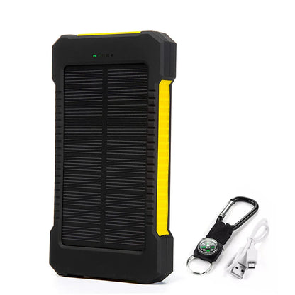 20000mAh Portable External Battery Solar Power Bank Double USB Fast Charging Powerbank Phone Charger For Smart Mobile Phone