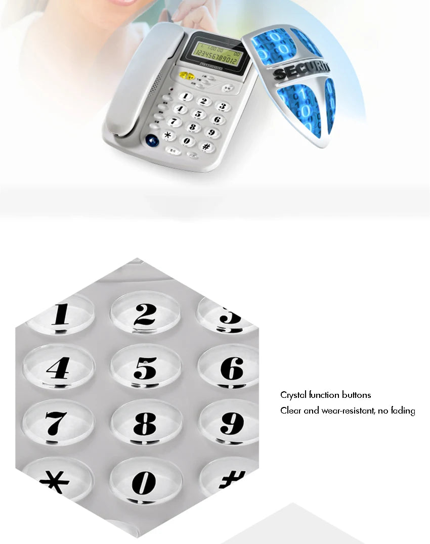 Caller ID Home Landline with Loud Ringtone for Elderly, Corded Desk Phone, Wall Mountable Fixed Landline Telephone
