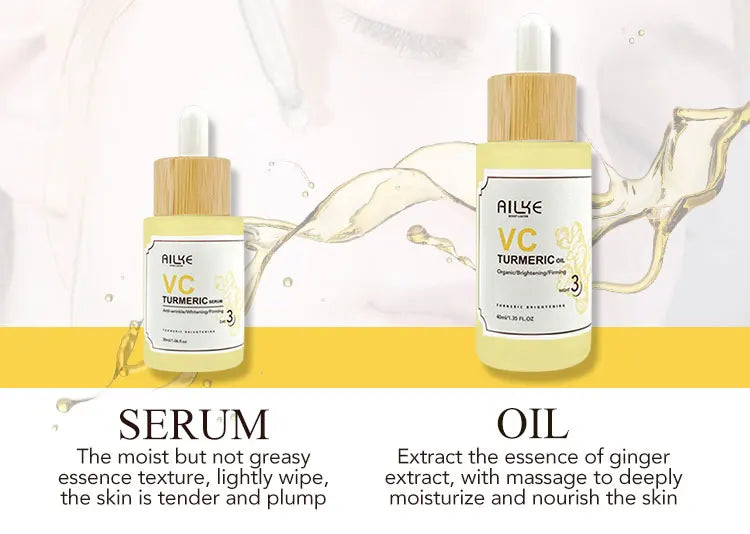 AILKE Turmeric Renew Skin Care Sets Vitamin C Women Facial Organic Anti Acne Whitening Hydrating Firming Korean Face Products