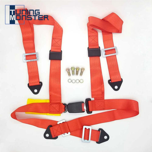 Universal 4 Point Racing Harness 2 Inch Safety Belt Quick Release Snap-In Buckle for Bucket Seats Black Red Blue