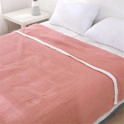 Summer Blankets 4 Layers Muslin Cotton Bedspread Blanket 150x200cm 200x230cm Soft Office Home Bedding Sleeping Quilt Blanket