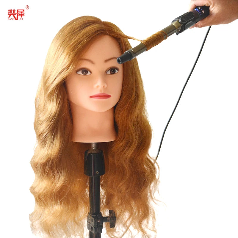 85%Real Hair Doll Head For Hairstyle Professional Training Head Kit Mannequin Head Styling To Practice Hot Curl Iron Straighten