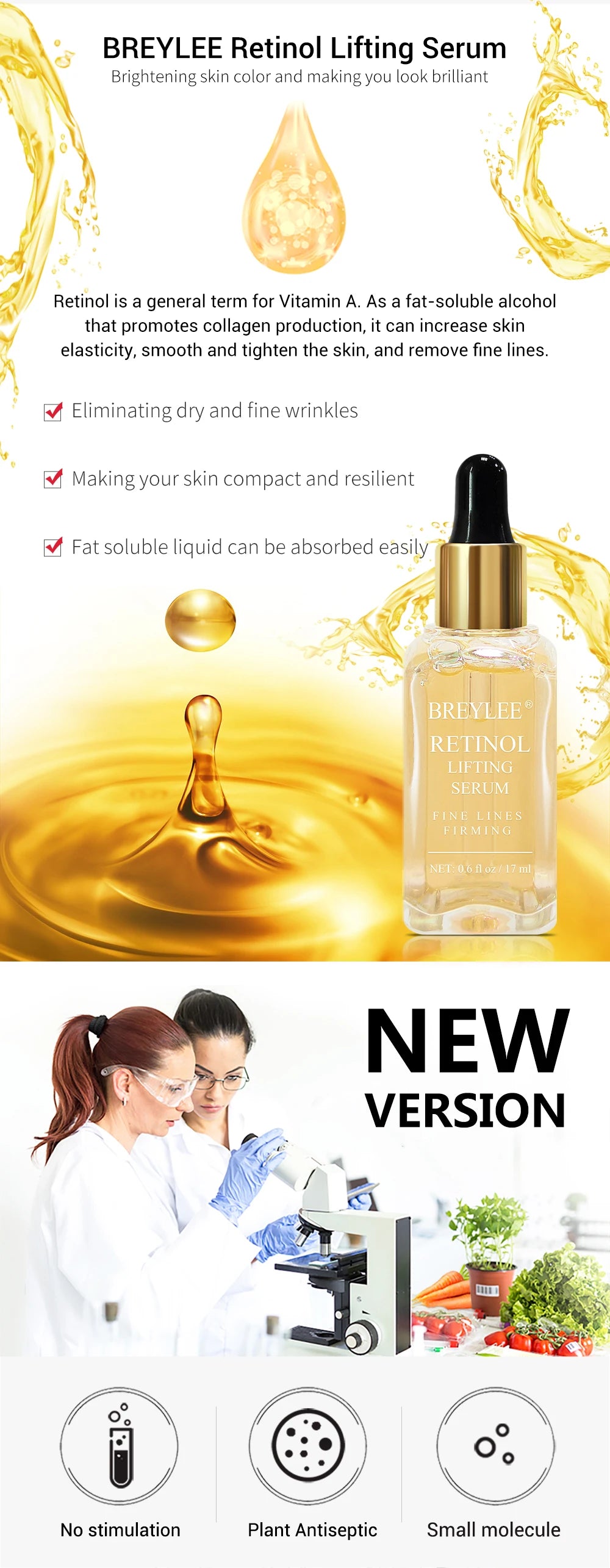 3PCS BREYLEE Retinol  Serum 17ML