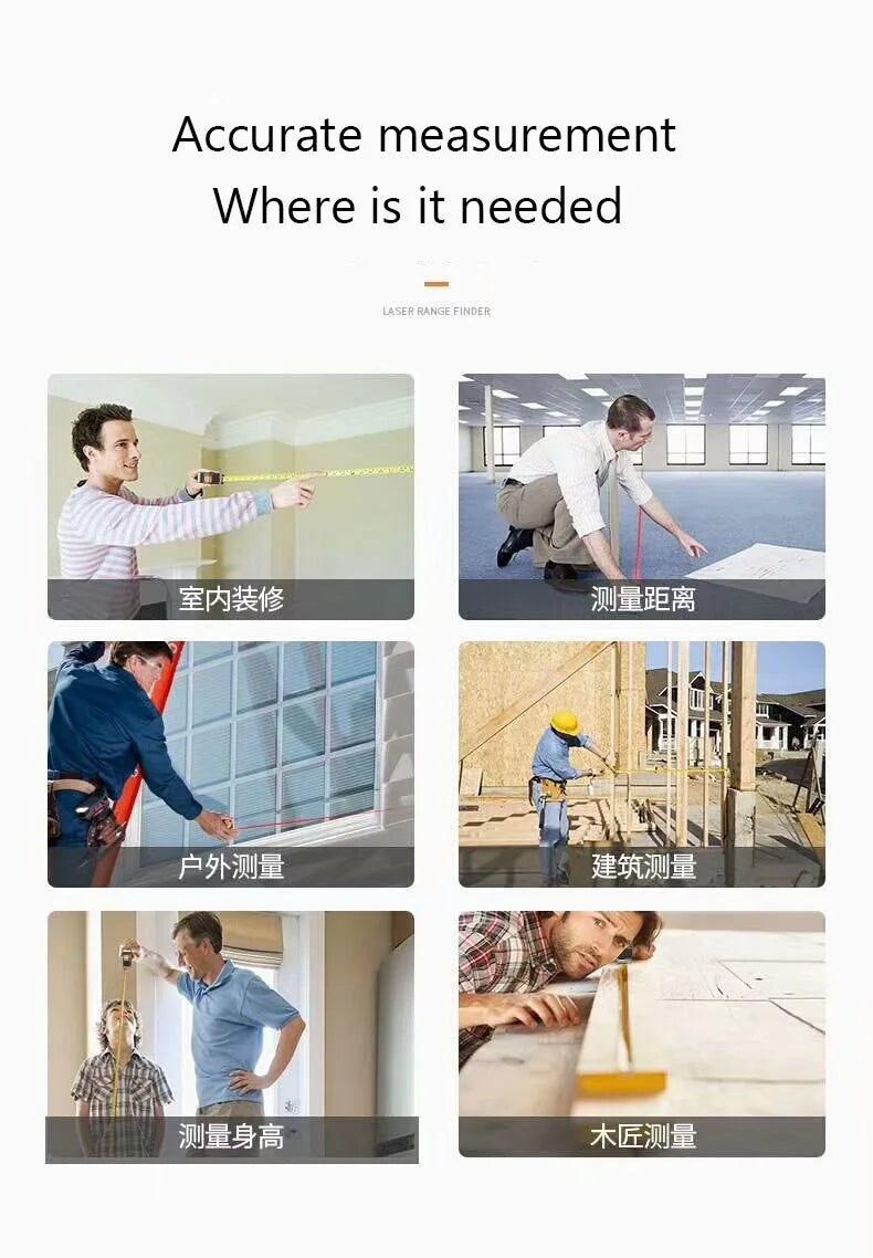 40M Laser Measuring Tape with Battery Retractable Digital Electronic Tape Measure Multi Angle Measuring Tool