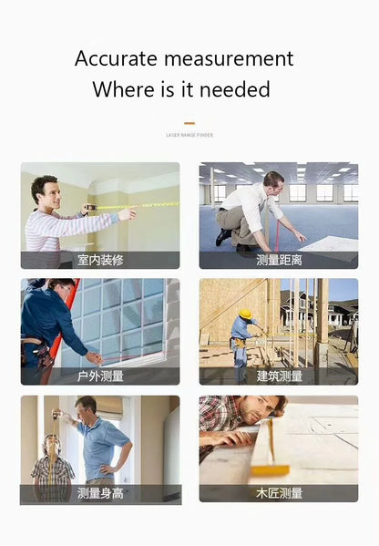 40M Laser Measuring Tape with Battery Retractable Digital Electronic Tape Measure Multi Angle Measuring Tool