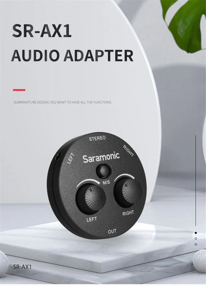 Saramonic AX1 Microphone Audio Adapter Mixer for DSLR Mirrorless Video Cameras Smartphones Recorders Laptops Youtube Streaming