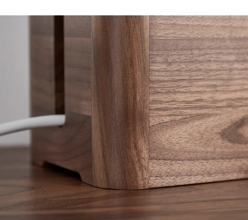 Cable Organizer Management Black Walnut Wood Storage Box Dustproof Junction Box Desktop Clip Holder For TV Box Organizer Shelf