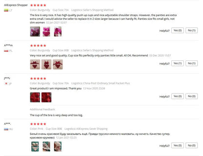 Lingerie  Sexy Bra Set  Women Push Up Lenceria Mujer Femme Underwire Langerie Girl Bralette Bras And Panty Feminina Lace Underwe