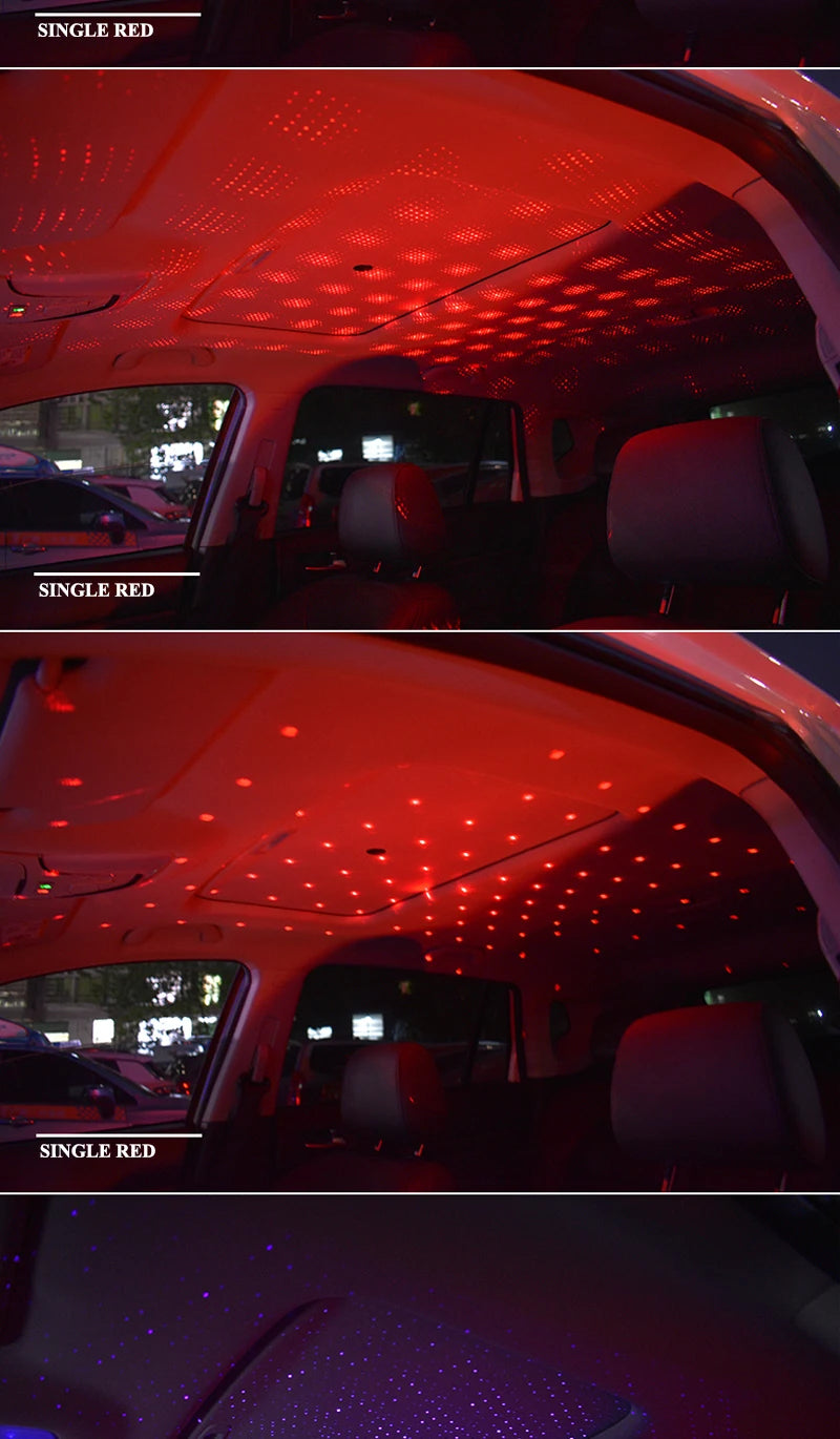 USB Decorative Lamp Adjustable Car Interior Decor Light Romantic LED Car Roof Star Night Light Projector Atmosphere Galaxy Lamp