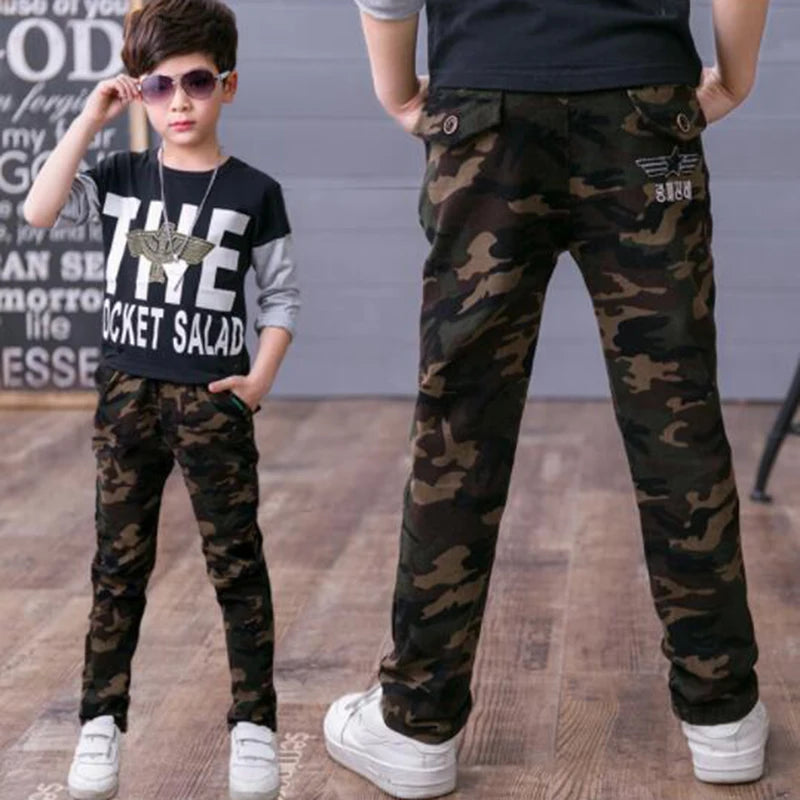 2022 Boys Camouflage Joggers Casual Cargo Pants for Boys Kids Cotton Trousers Clothes Teenage Boys Joggers Clothing 3-14 Years