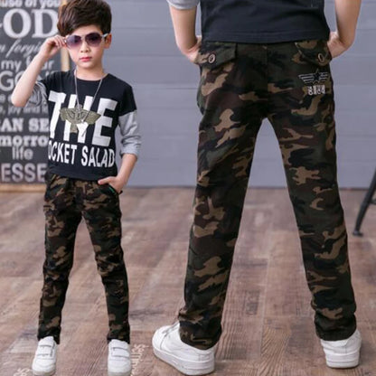 2022 Boys Camouflage Joggers Casual Cargo Pants for Boys Kids Cotton Trousers Clothes Teenage Boys Joggers Clothing 3-14 Years