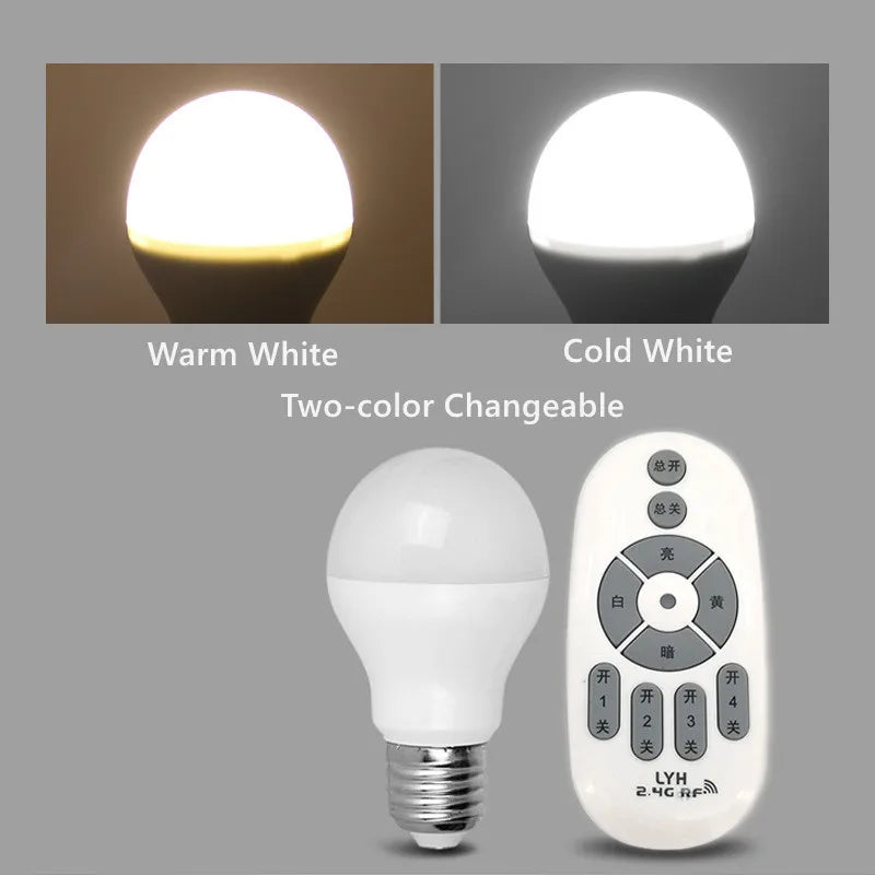 Smart LED Bulb E27 6W 9W 12W RF 2.4G Wireless Remote Control Night Light Timing Turn off Warm Cold Light Dimmable Led Lamp Bulb