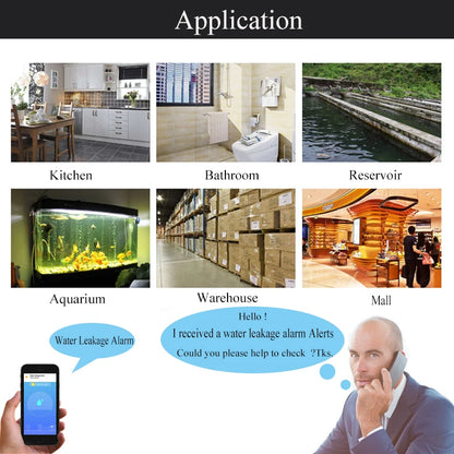 For WIFI Liquid Leak Sensor Smart APP Alexa Push Alarm Alerts wireless Water Level Detector Leakage