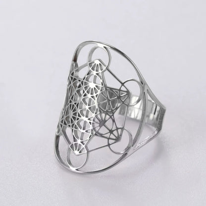 Cooltime Archangel Metatron Rings Cube Stainless Steel for Women Men Salomon Jewelry Secret Geometry Finger Accessories Amulet