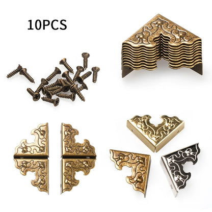 10Pcs 25mm Antique Furniture Metal Crafts Jewelry Box Corner Foot Wooden Case Corner Protector Decorative Corner
