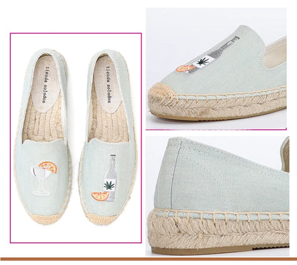 Espadrilles for Women  Fashion Hemp flat office shoes for women free shipping Platform   comfortable for work