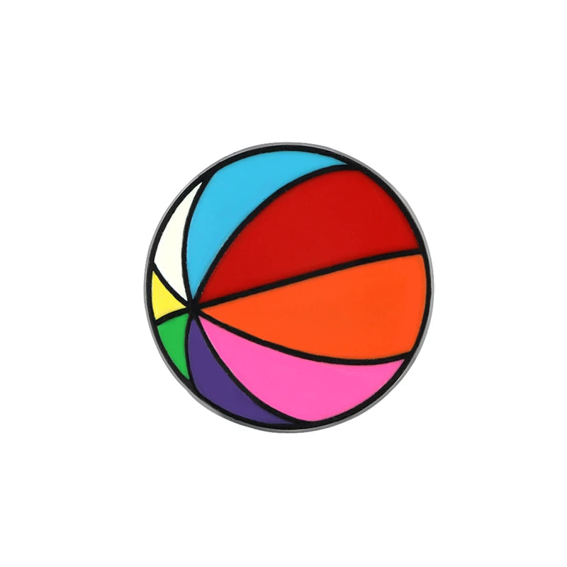 Sports Ball Series Brooch Soccer Basketball Ping Pong Enamel Pin with Chain Cartoon Fashion Accessories Denim Badge Jewelry Gift