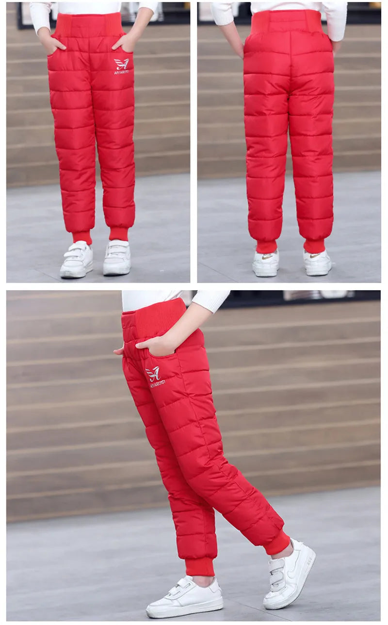 Girls Boys Warm Down Pants 2024 Winter Children High Quality Down Pants Teens Boy Girl Down Trousers Kids Ski Down Padded Pants