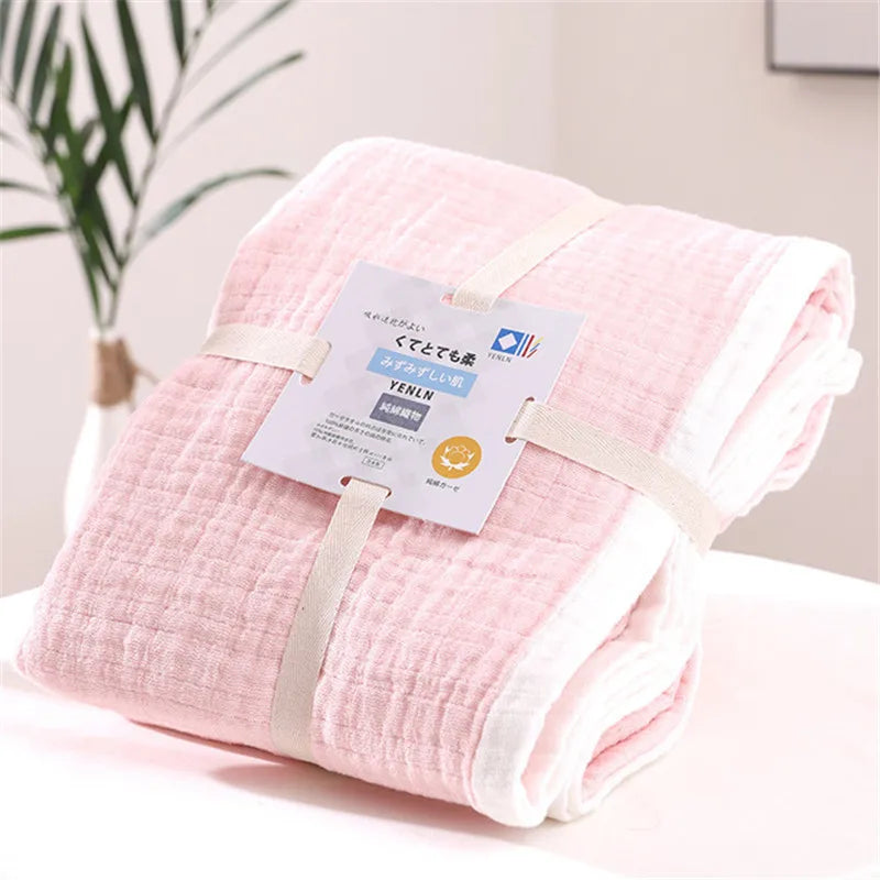 Summer Blankets 4 Layers Muslin Cotton Bedspread Blanket 150x200cm 200x230cm Soft Office Home Bedding Sleeping Quilt Blanket