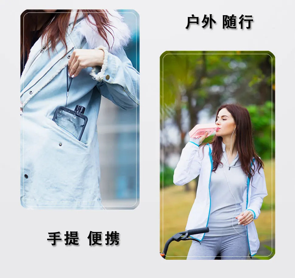 Plastic Flat Bottle for Water Portable Fit in Handbag Free BPA Easy Carry Transparent Bottle DIY Flask Easy to Carry Free Ship