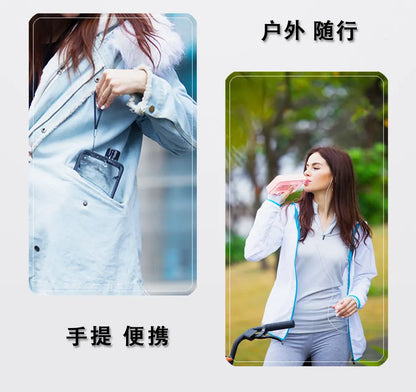 Plastic Flat Bottle for Water Portable Fit in Handbag Free BPA Easy Carry Transparent Bottle DIY Flask Easy to Carry Free Ship