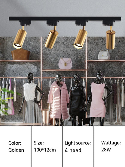 LED Track Light GU10 Aluminum Ceiling Light Modern Golden Tracking Lighting Fixture Clothing Shop Spotlights