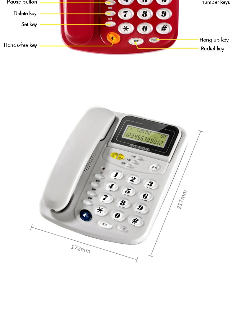 Caller ID Home Landline with Loud Ringtone for Elderly, Corded Desk Phone, Wall Mountable Fixed Landline Telephone