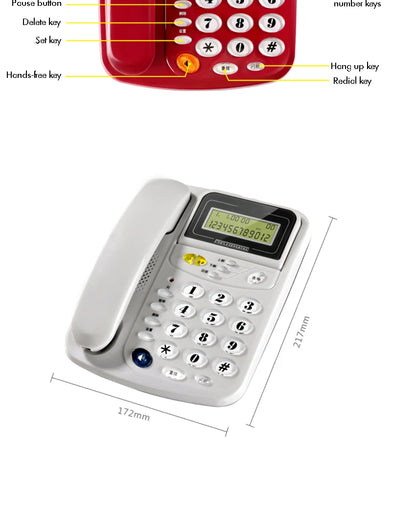 Caller ID Home Landline with Loud Ringtone for Elderly, Corded Desk Phone, Wall Mountable Fixed Landline Telephone