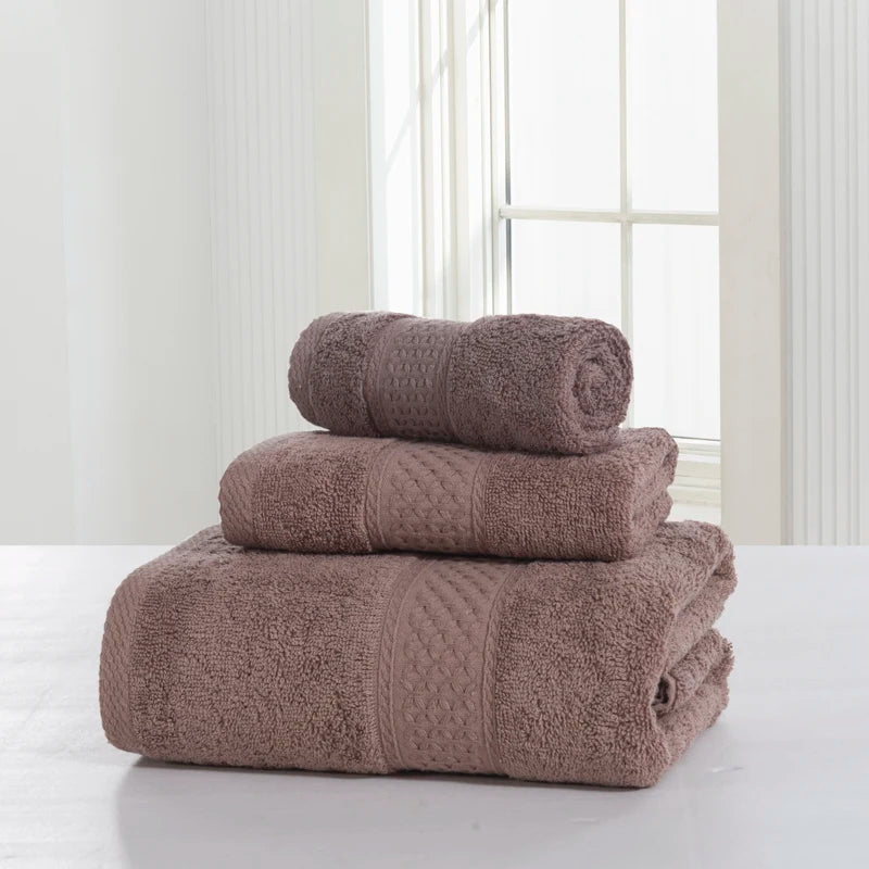 Towel Set 100%Cotton Terry Cloth Face+Bath+Hand Towels for Home Hotel Bath Room Adult Kids, 70*140cm Grey White Beach Towel
